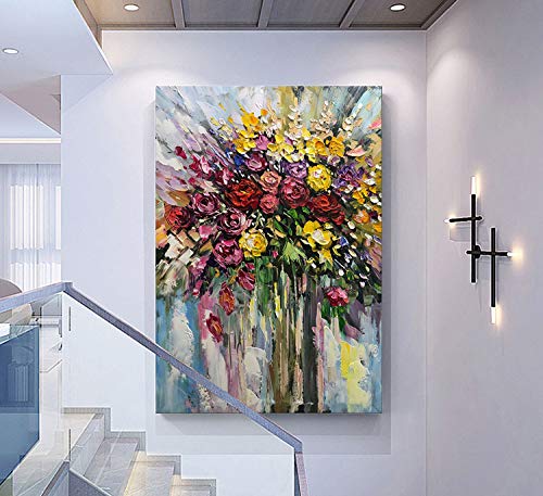 Amazon.co.jp: Fasdi-ART 油彩画 バラの花 3D 手描き キャンバス 抽象